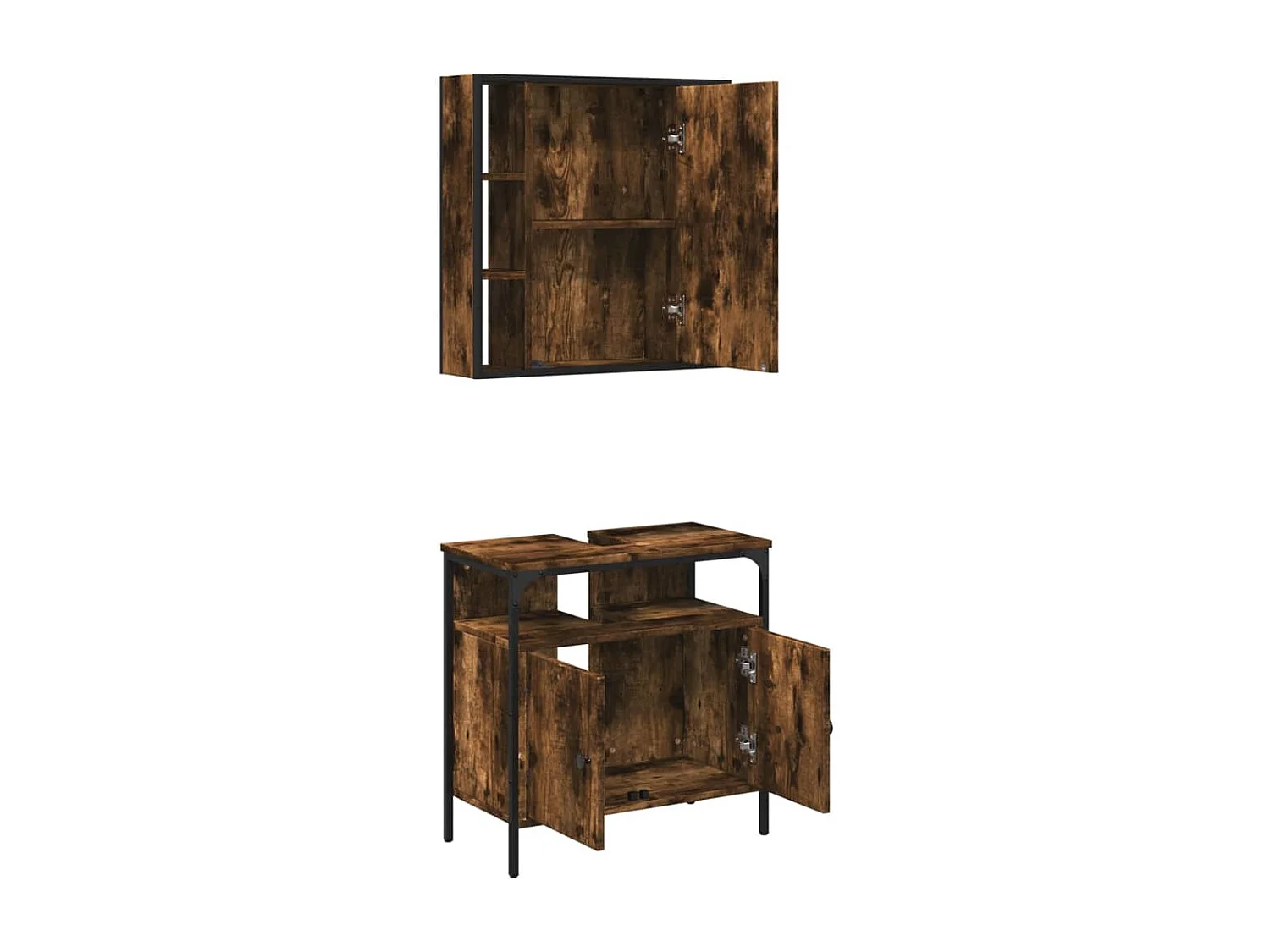 Ensemble de meubles de salle de bain 2 pcs Chêne fumé