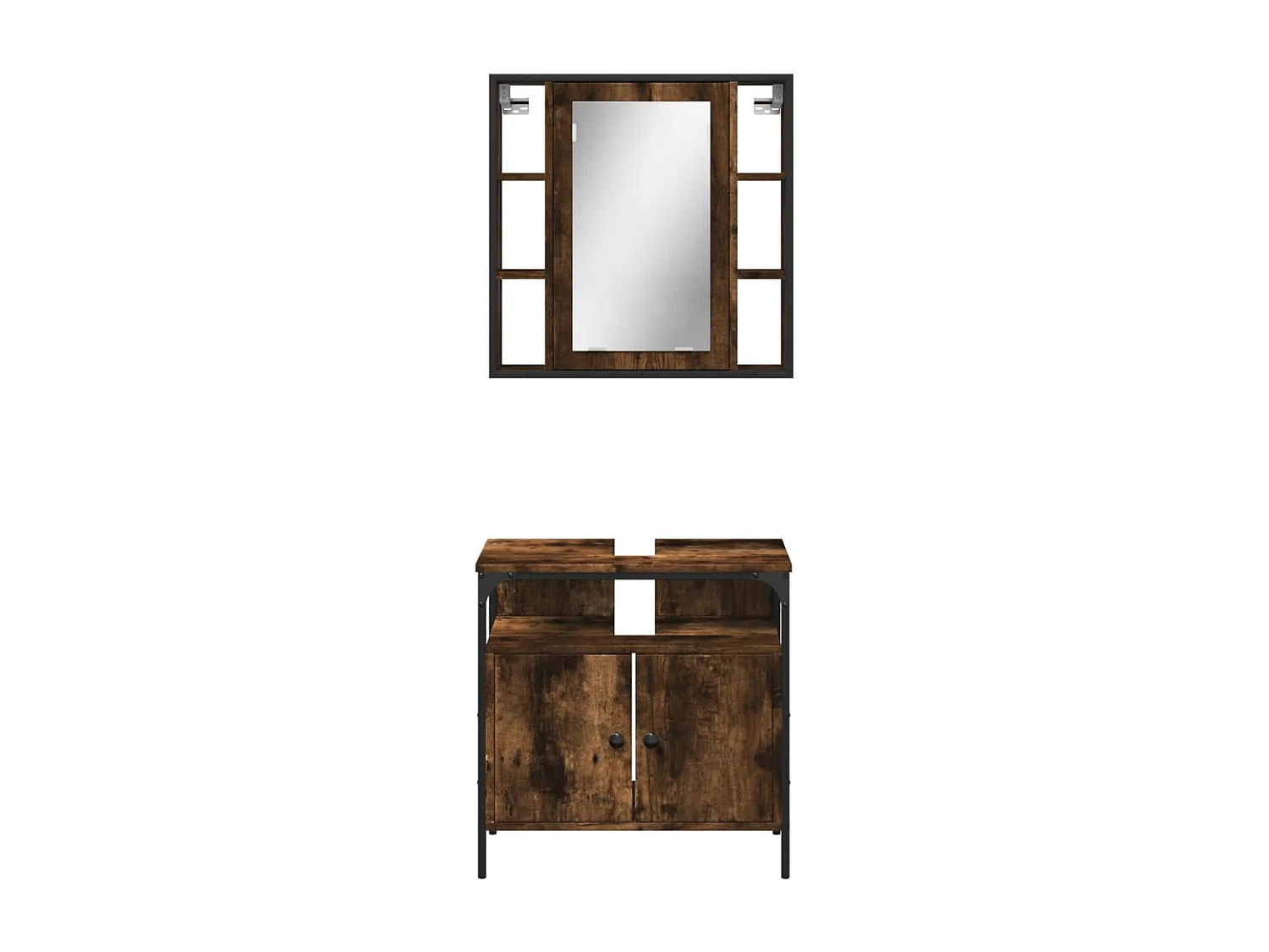 Ensemble de meubles de salle de bain 2 pcs Chêne fumé