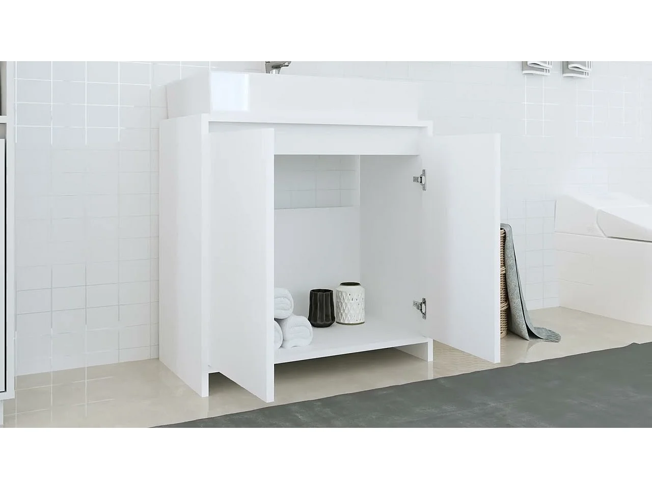 Armoire de salle de bain Blanc 60x33x61 cm Bois d'ingénierie