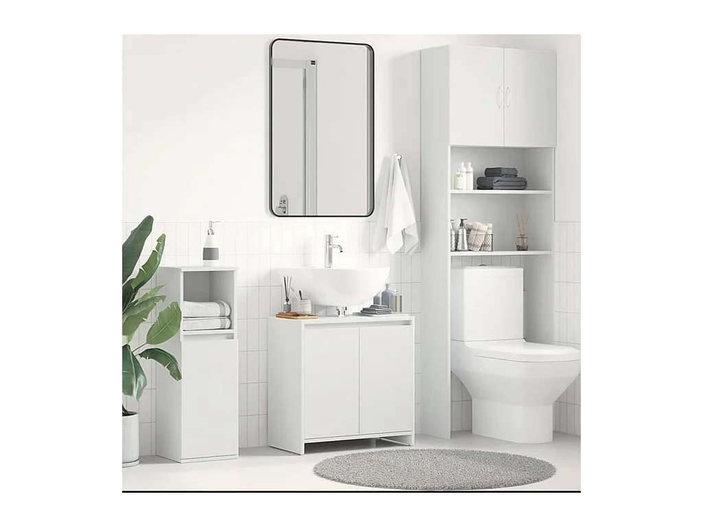 Armoire de salle de bain Blanc 60x33x61 cm Bois d'ingénierie