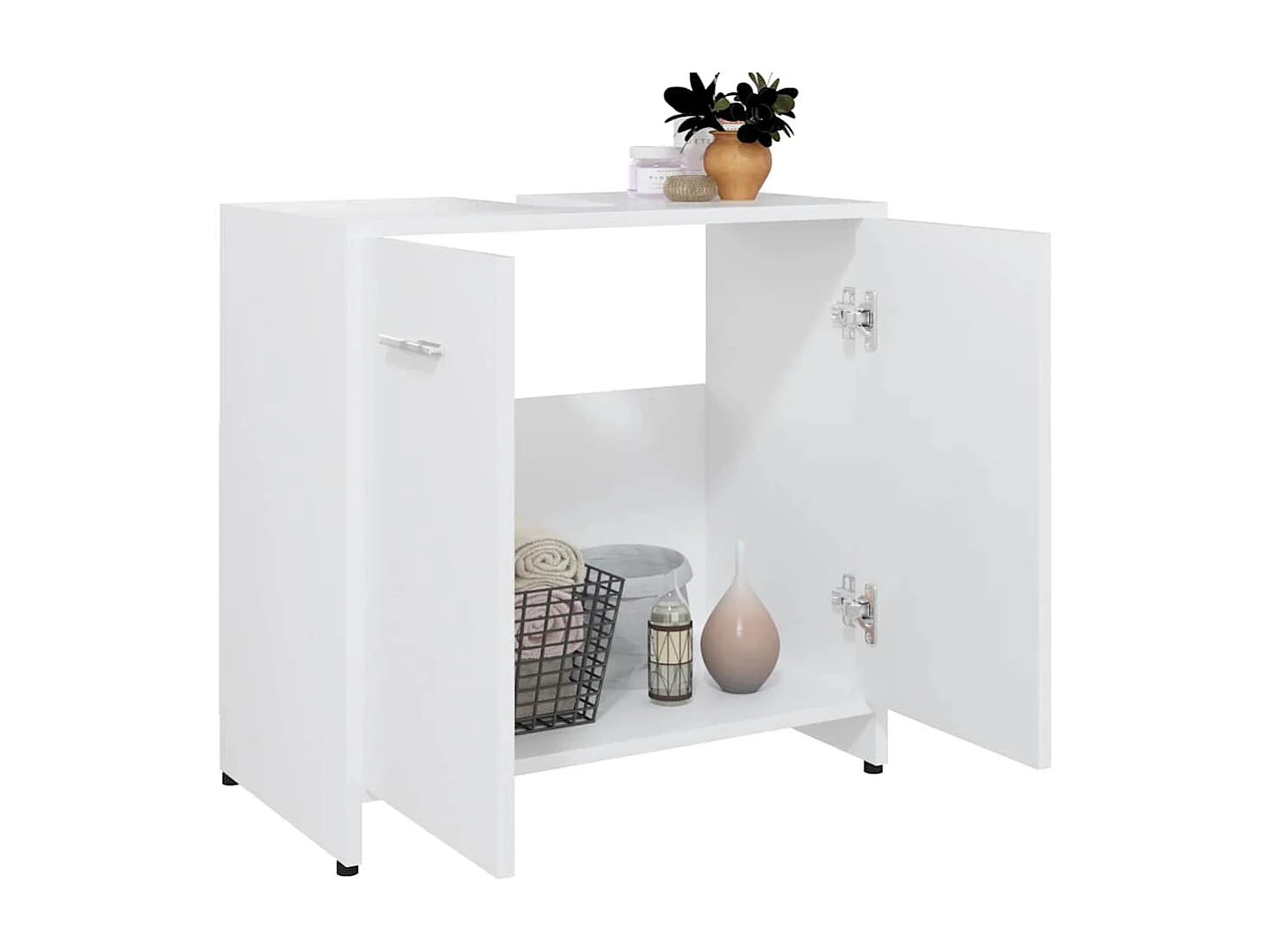 Badezimmerschrank Weiß 60x33x61 cm Holzwerkstoff