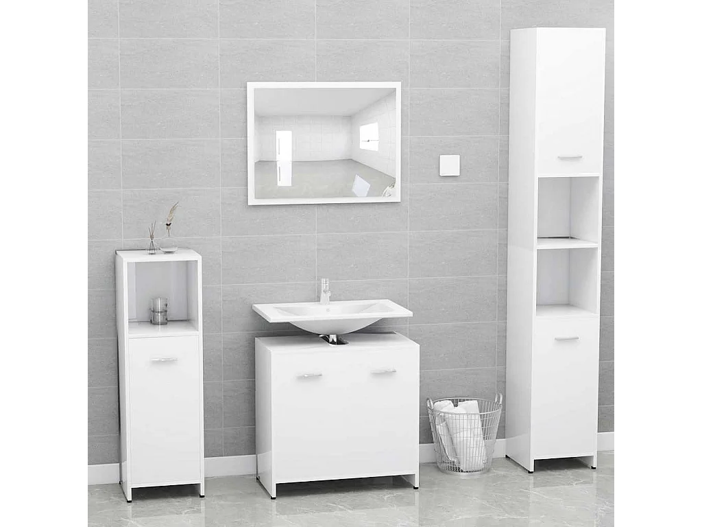 Badezimmerschrank Weiß 60x33x61 cm Holzwerkstoff