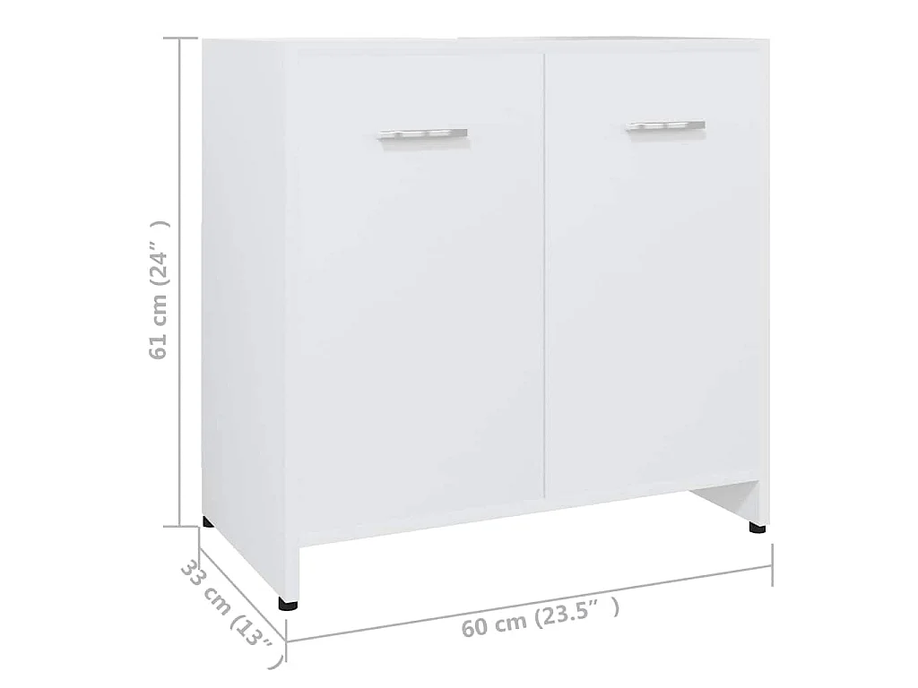 Badezimmerschrank Weiß 60x33x61 cm Holzwerkstoff