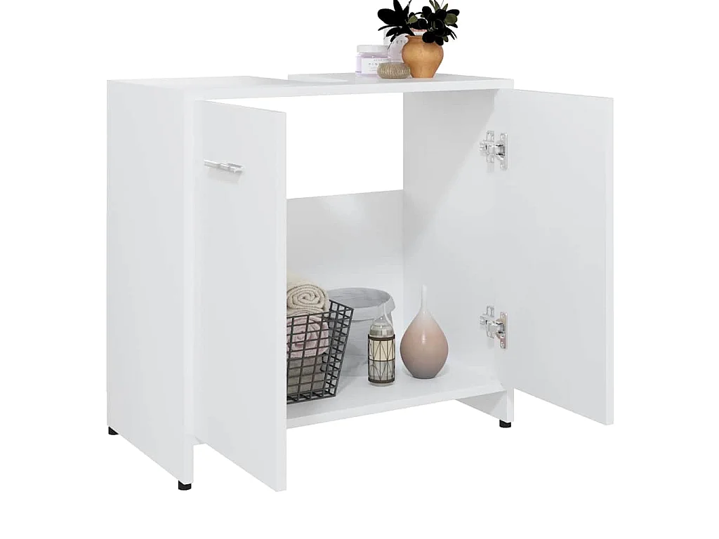 Badezimmerschrank Weiß 60x33x61 cm Holzwerkstoff