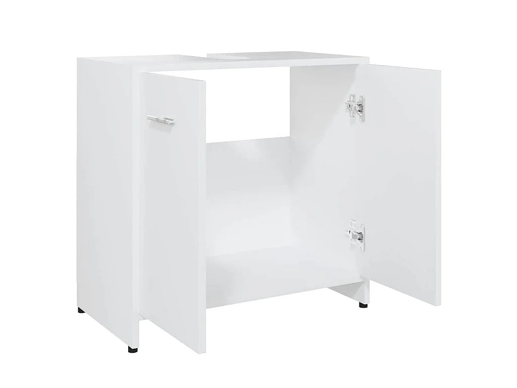 Badezimmerschrank Weiß 60x33x61 cm Holzwerkstoff