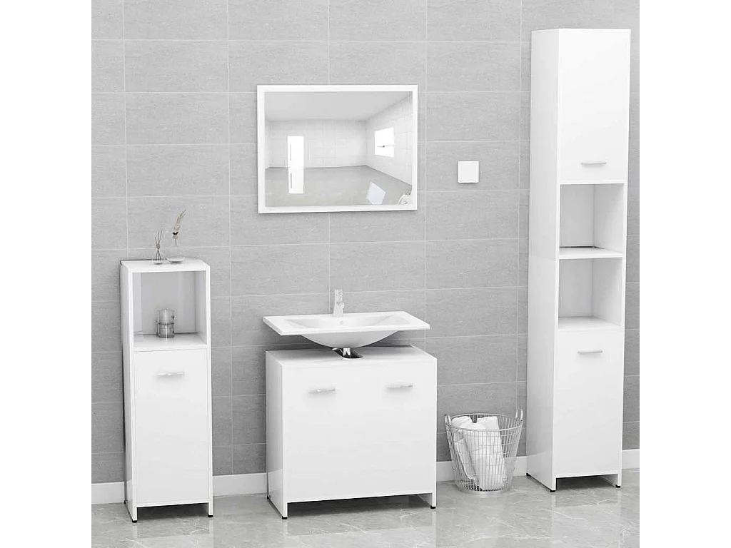 Badezimmerschrank Weiß 60x33x61 cm Holzwerkstoff