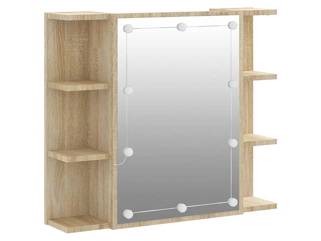 Armoire à miroir avec LED Chêne sonoma 70x16,5x60 cm