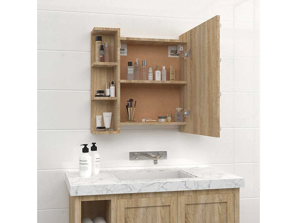 Armoire à miroir avec LED Chêne sonoma 70x16,5x60 cm