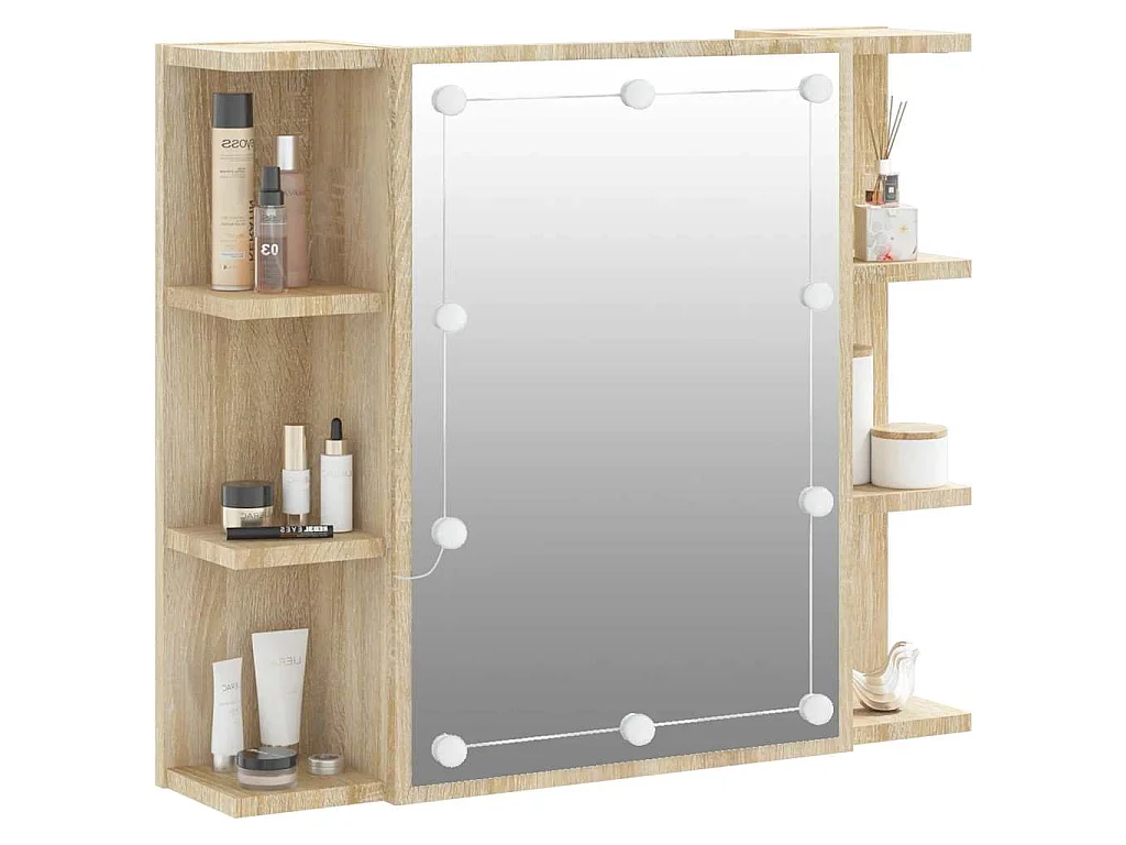 Armoire à miroir avec LED Chêne sonoma 70x16,5x60 cm