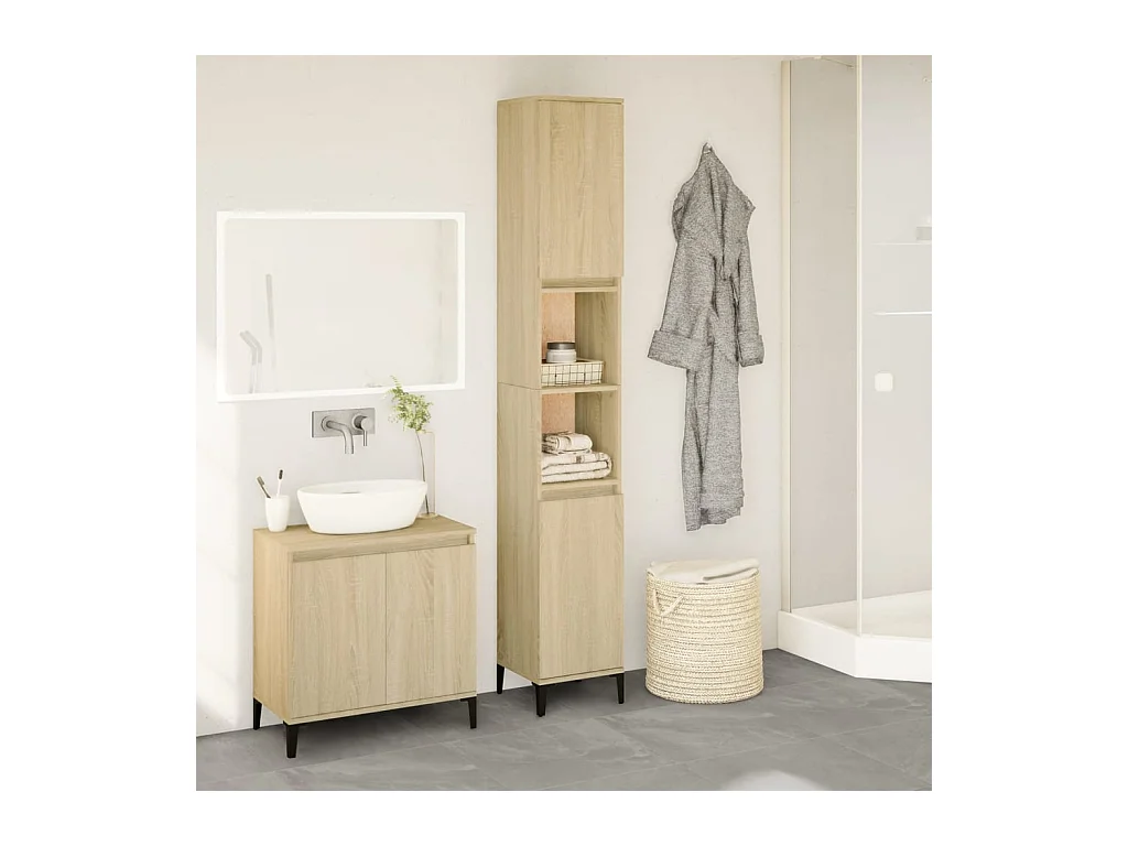 Armoire salle de bain chêne sonoma 30x30x190 cm