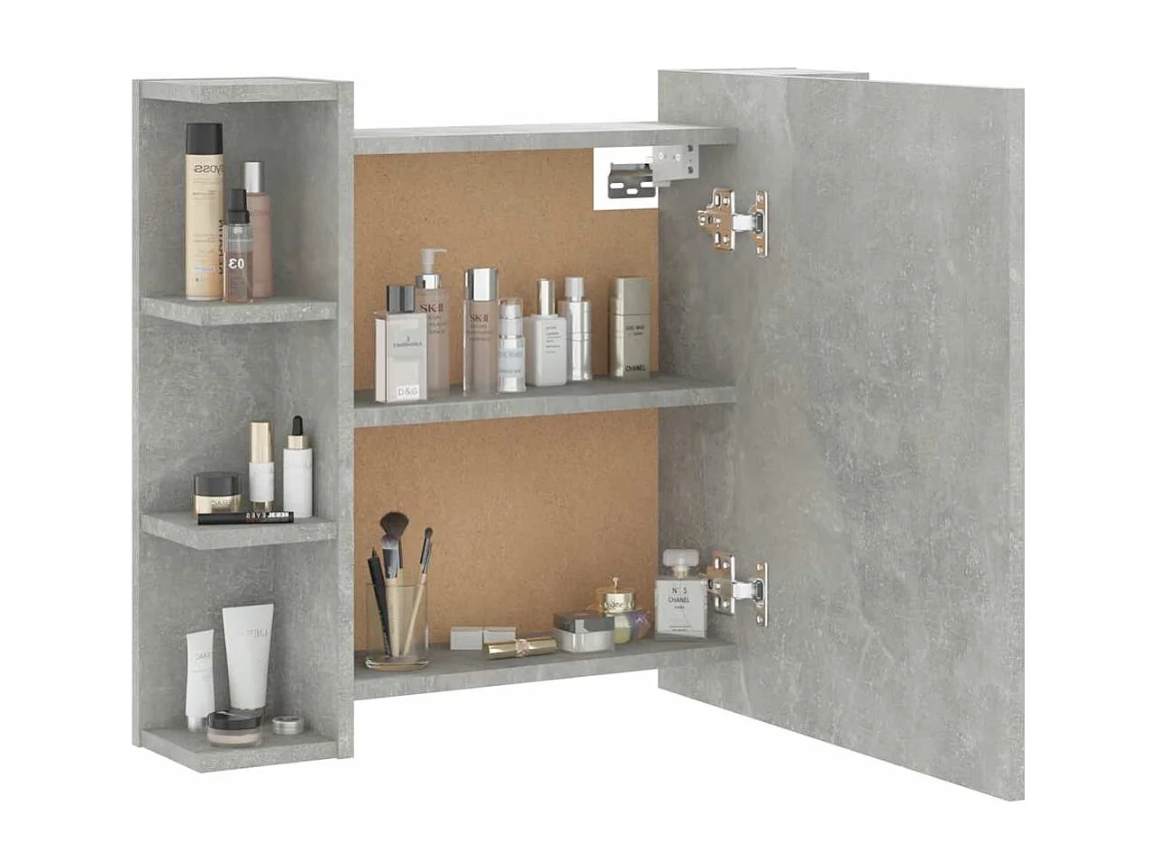 Mueble con espejo y luces LED gris hormigón 70x16,5x60 cm