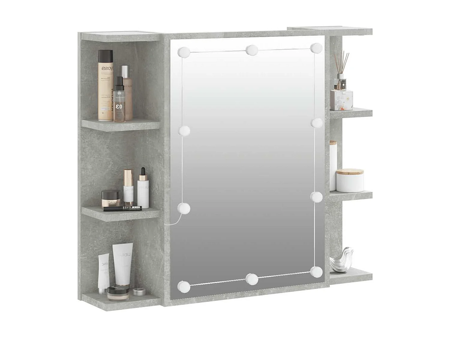 Armoire à miroir avec LED Gris béton 70x16,5x60 cm