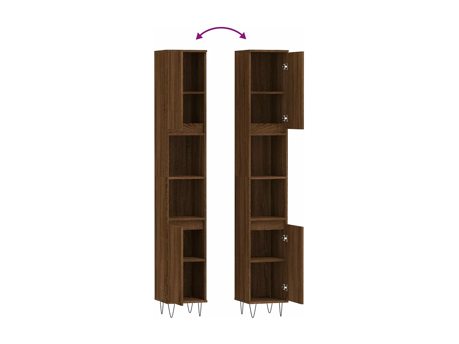 Badschrank Braun Eichen-Optik 30x30x190 cm Holzwerkstoff