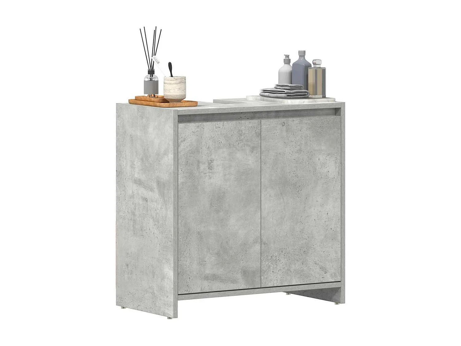 Armario de baño madera contrachapada gris hormigón 60x33x61 cm