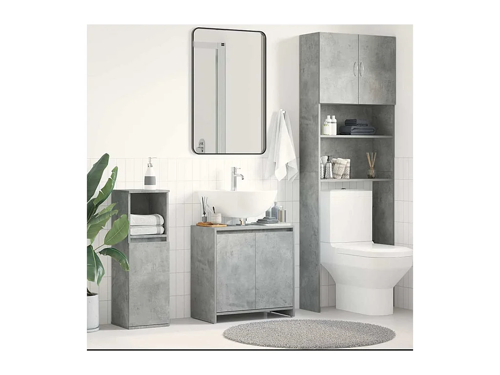 Mobile da Bagno Grigio Cemento 60x33x61 cm in Legno Multistrato