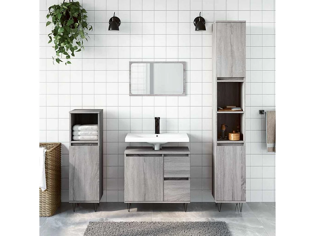 Armoire de bain sonoma gris 65x33x60 cm bois d'ingénierie