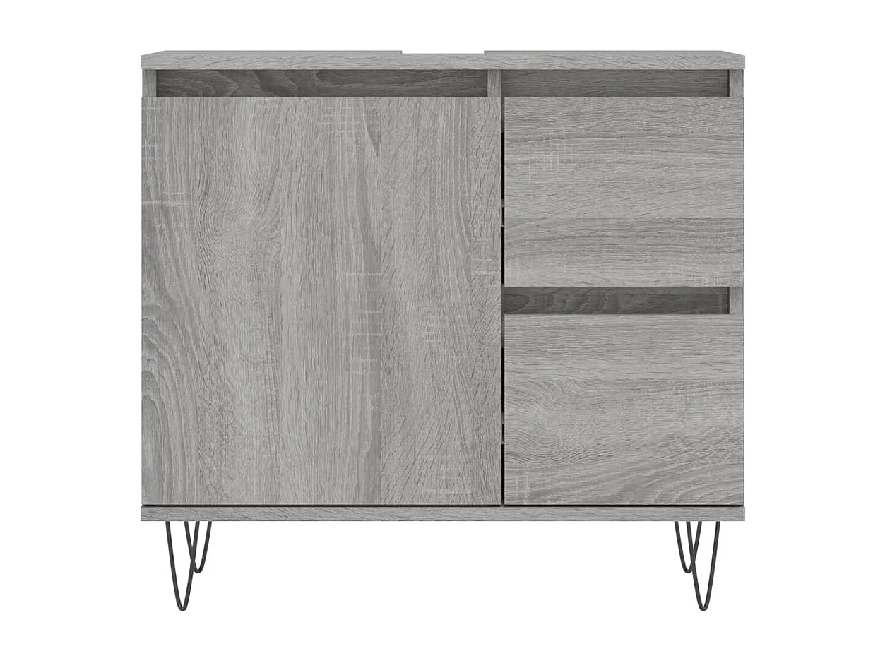 Badschrank Grau Sonoma 65x33x60 cm Holzwerkstoff
