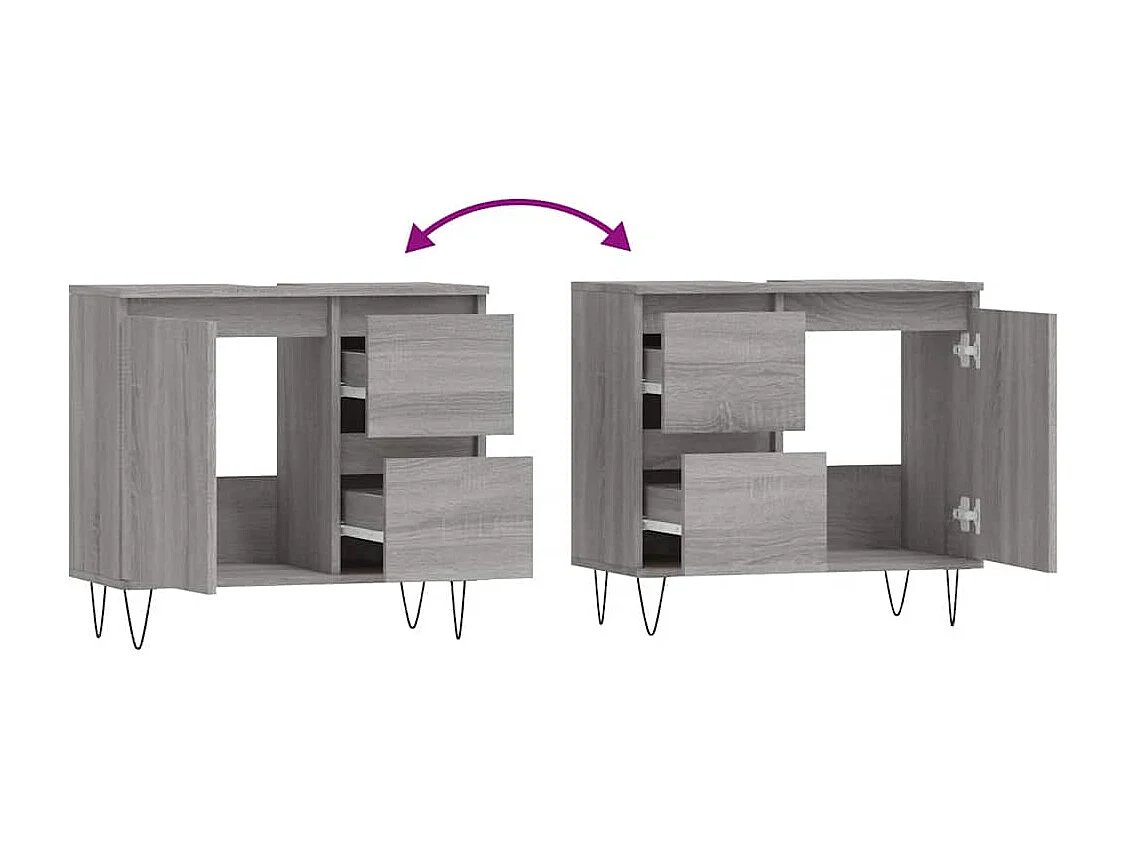 Badschrank Grau Sonoma 65x33x60 cm Holzwerkstoff