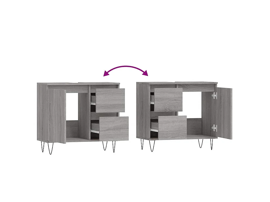 Armoire de bain sonoma gris 65x33x60 cm bois d'ingénierie