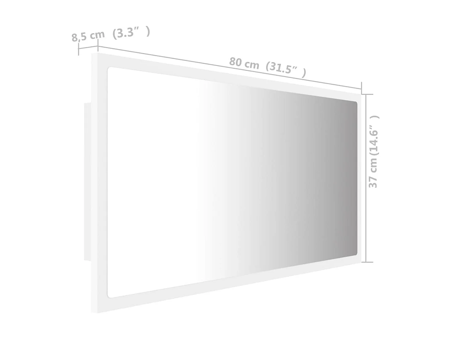 Specchio da Bagno con LED Bianco 80x8,5x37 cm in Acrilico