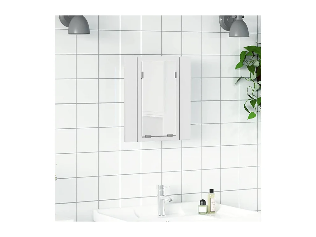 Armoire salle de bain à miroir LED Blanc 40x12x45 cm Acrylique