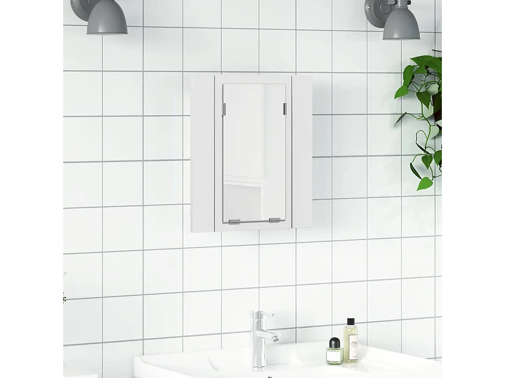 Armoire salle de bain à miroir LED Blanc 40x12x45 cm Acrylique