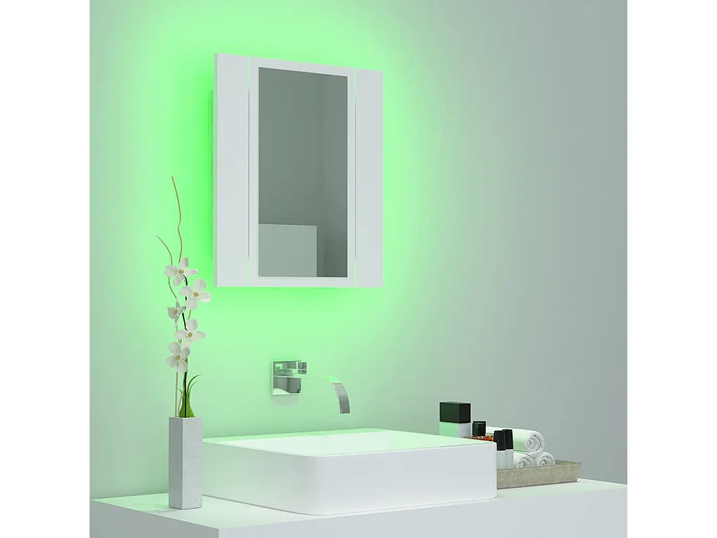 Badkamerkast met spiegel en LED 40x12x45 cm acryl wit