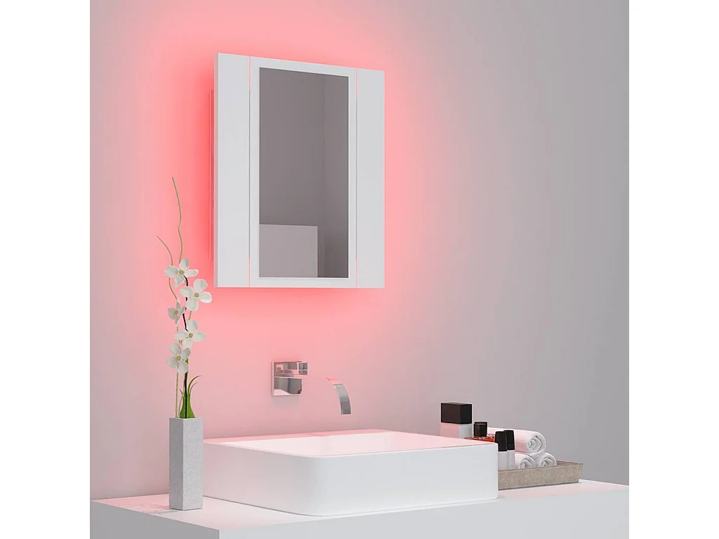 Badkamerkast met spiegel en LED 40x12x45 cm acryl wit
