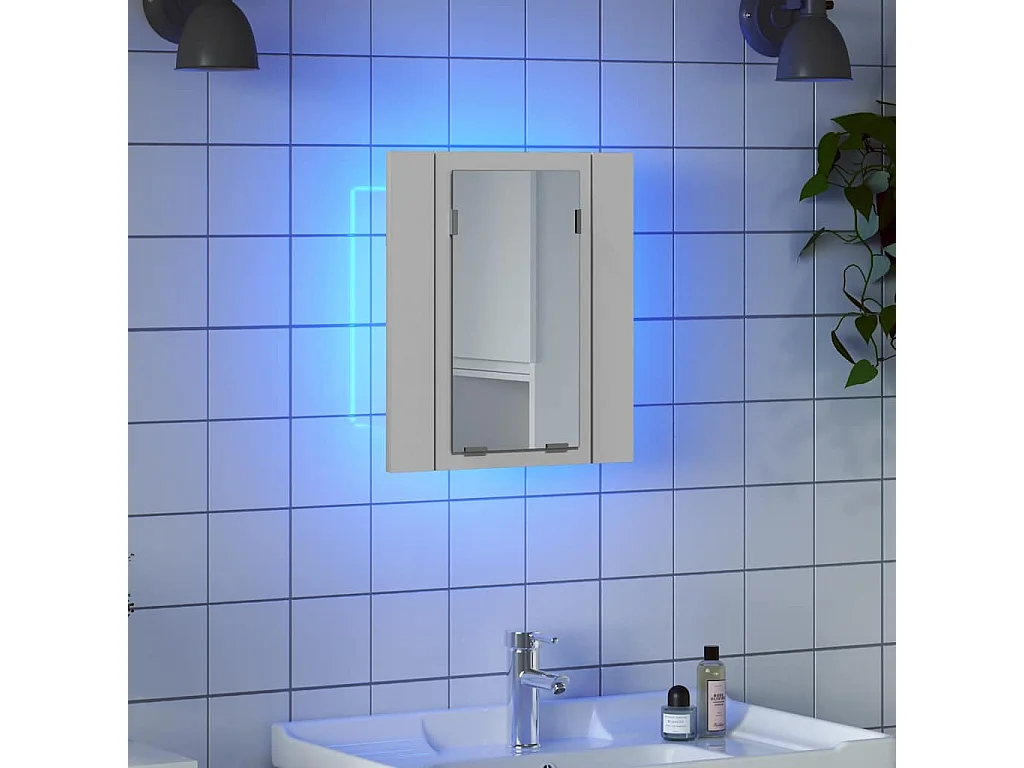 Badkamerkast met spiegel en LED 40x12x45 cm acryl wit
