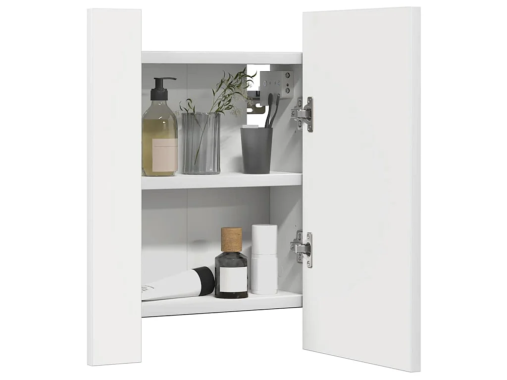 Badkamerkast met spiegel en LED 40x12x45 cm acryl wit