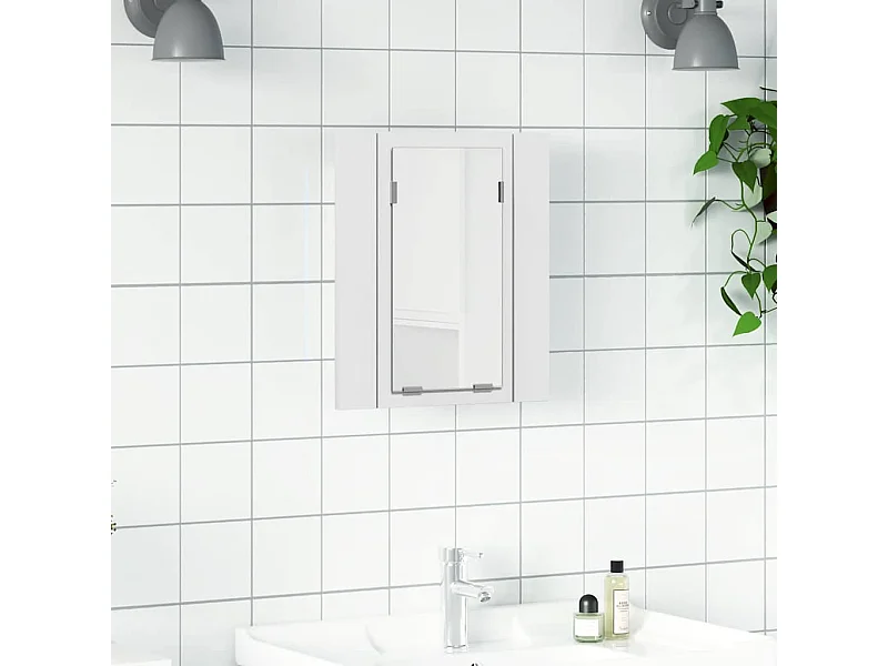 LED-Bad-Spiegelschrank Weiß 40x12x45 cm Acryl