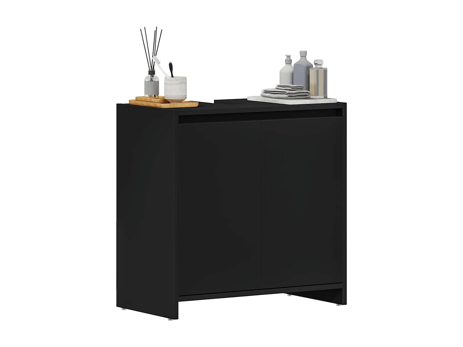 Badezimmerschrank Schwarz 60x33x61 cm Holzwerkstoff