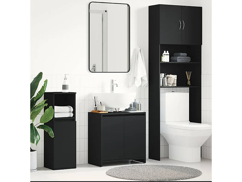 Badezimmerschrank Schwarz 60x33x61 cm Holzwerkstoff