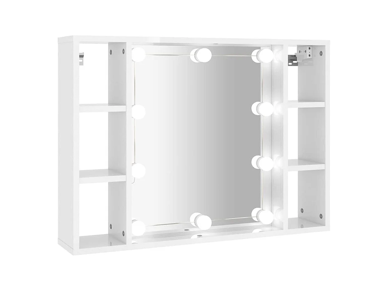 Spiegelschrank mit LED Hochglanz-Weiß 76x15x55 cm
