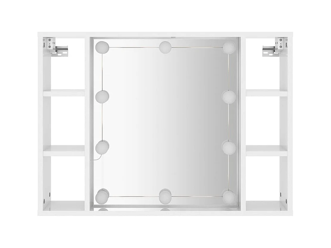 Spiegelschrank mit LED Hochglanz-Weiß 76x15x55 cm