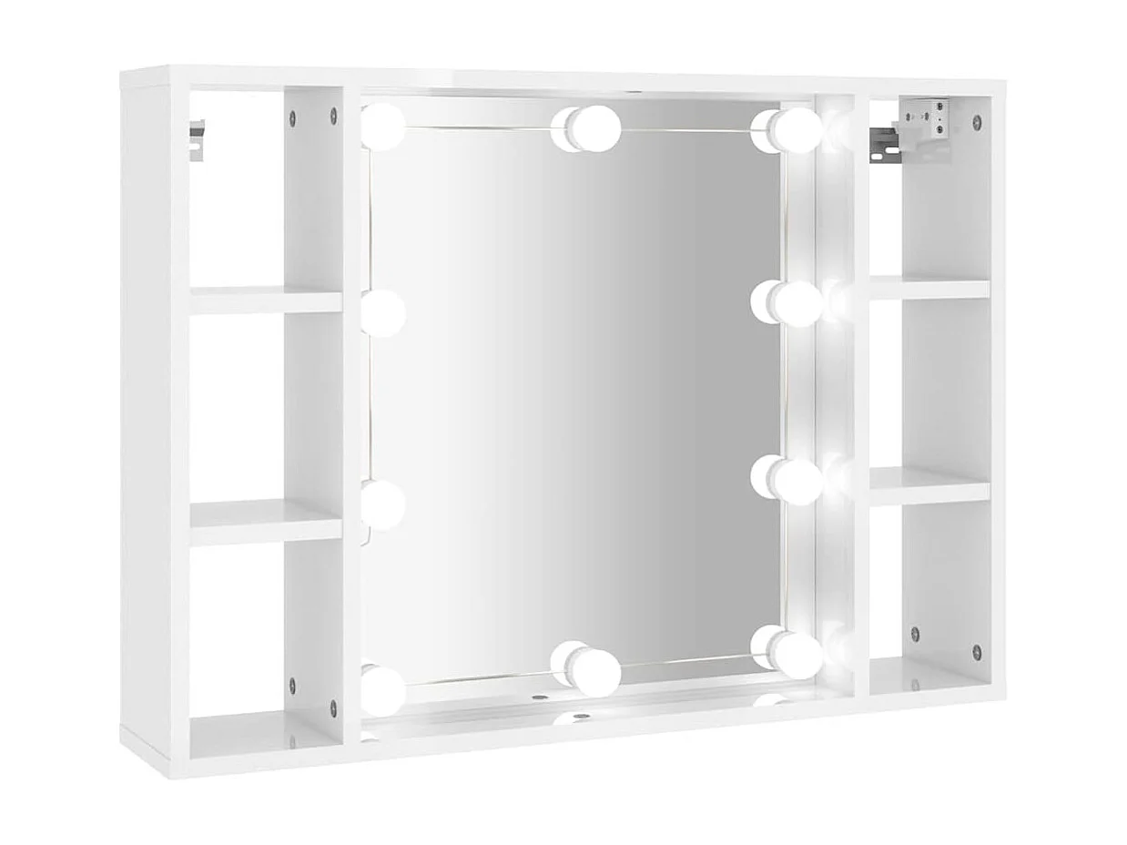 Spiegelkast met LED-verlichting 76x15x55 cm hoogglans wit
