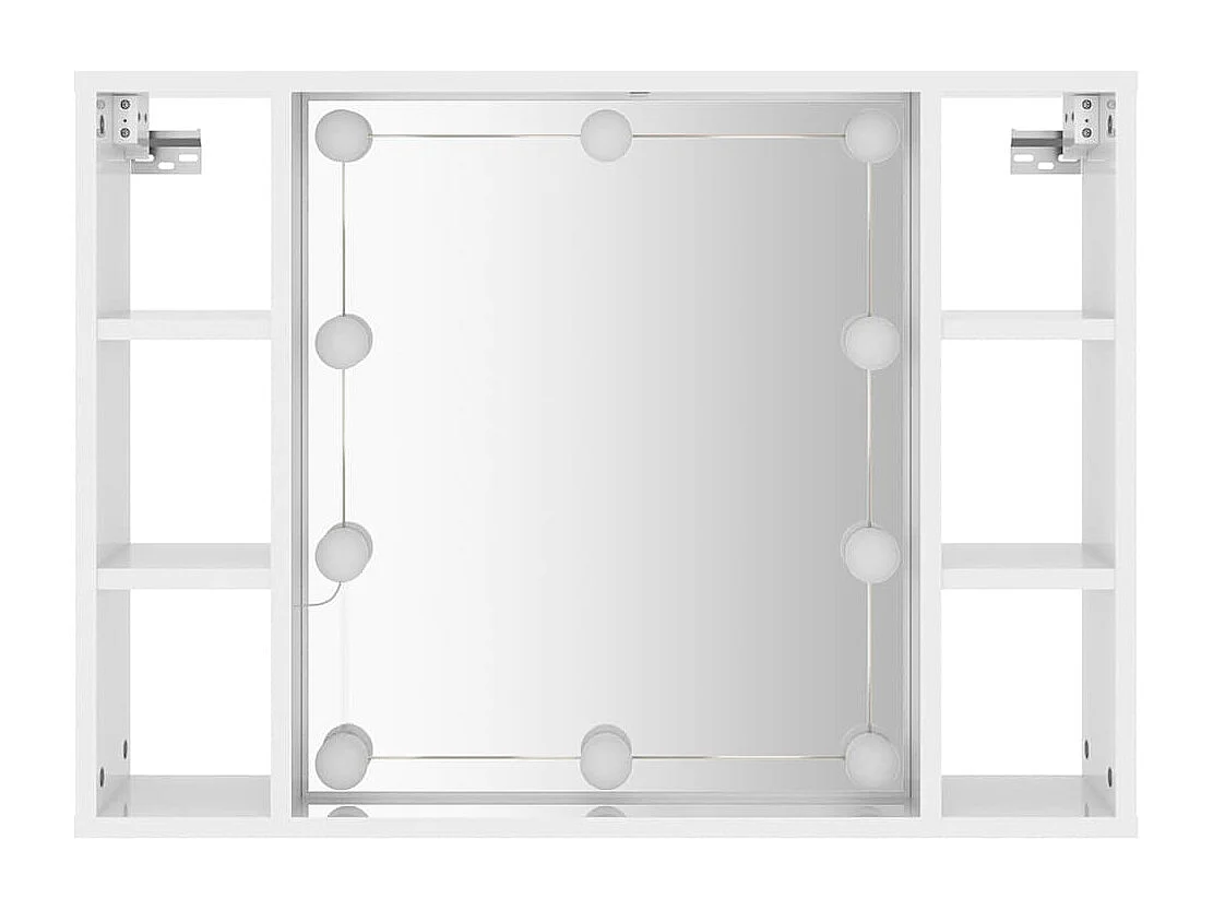 Spiegelkast met LED-verlichting 76x15x55 cm hoogglans wit