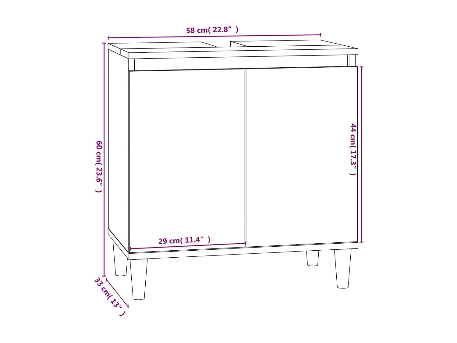 Meuble d'évier blanc 58x33x60 cm bois d'ingénierie