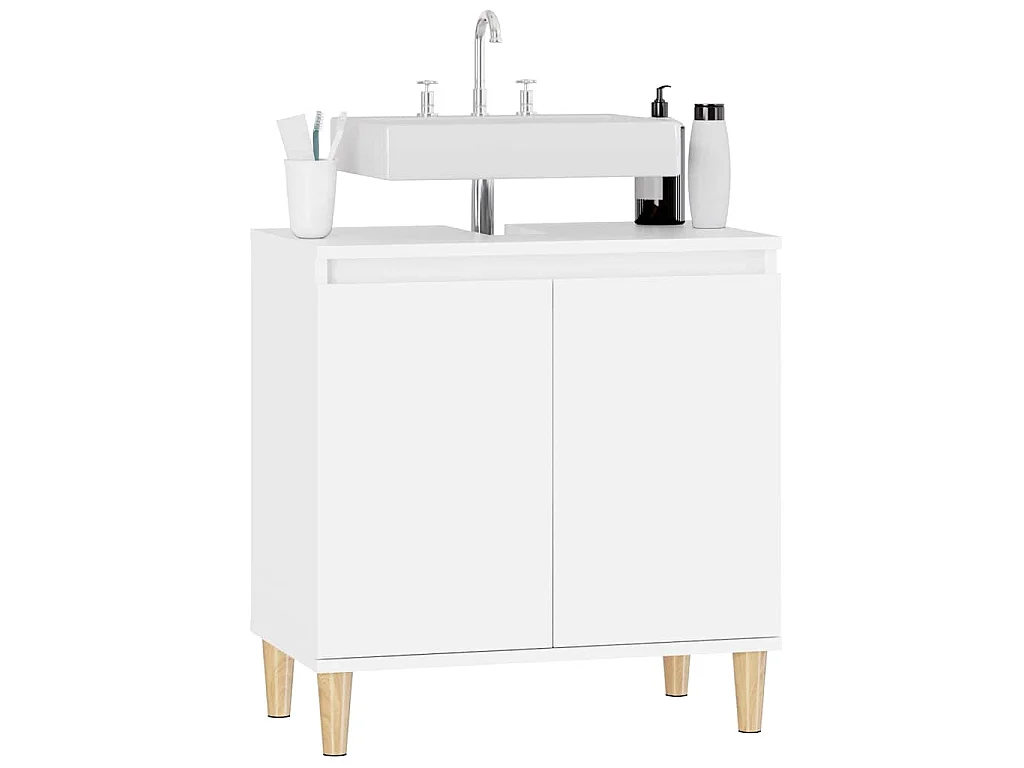 Armário de lavatório 58x33x60 cm derivados de madeira branco