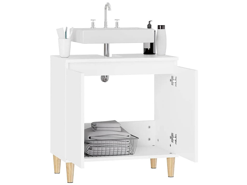 Armário de lavatório 58x33x60 cm derivados de madeira branco