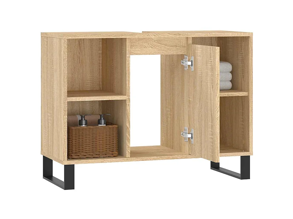 Mobile da Bagno Rovere Sonoma 80x33x60 cm in Legno Multistrato