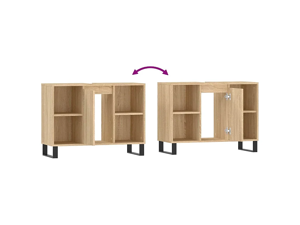 Mobile da Bagno Rovere Sonoma 80x33x60 cm in Legno Multistrato