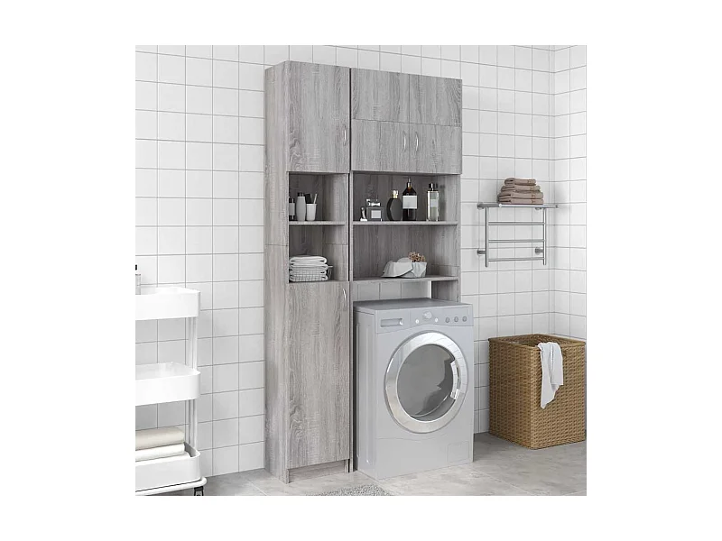 Armoire de bain Sonoma gris 32x25,5x190 cm Bois d'ingénierie