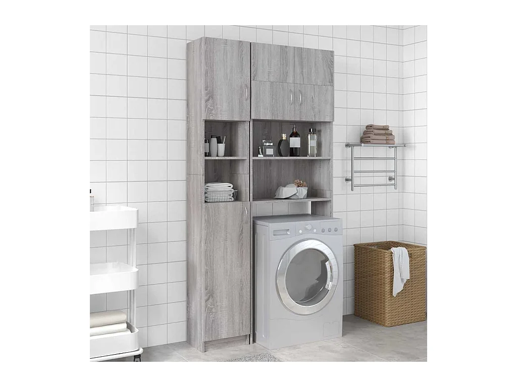 Armoire de bain Sonoma gris 32x25,5x190 cm Bois d'ingénierie