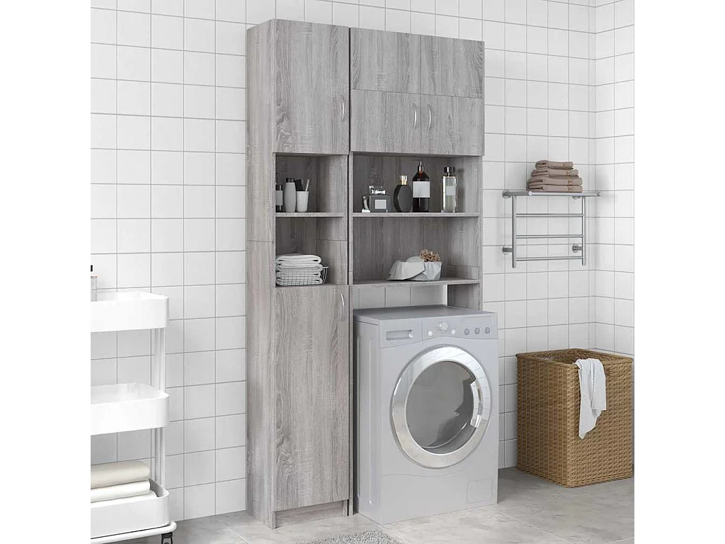 Armoire de bain Sonoma gris 32x25,5x190 cm Bois d'ingénierie