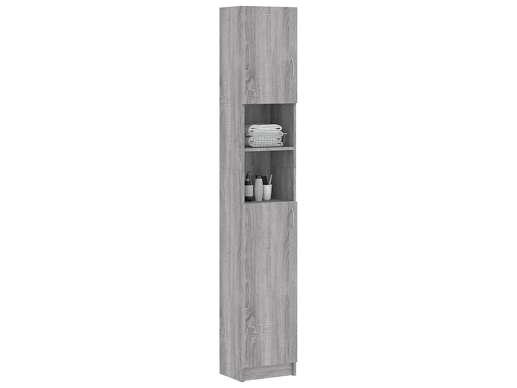 Armario de baño madera de ingeniería gris Sonoma 32x25,5x190 cm