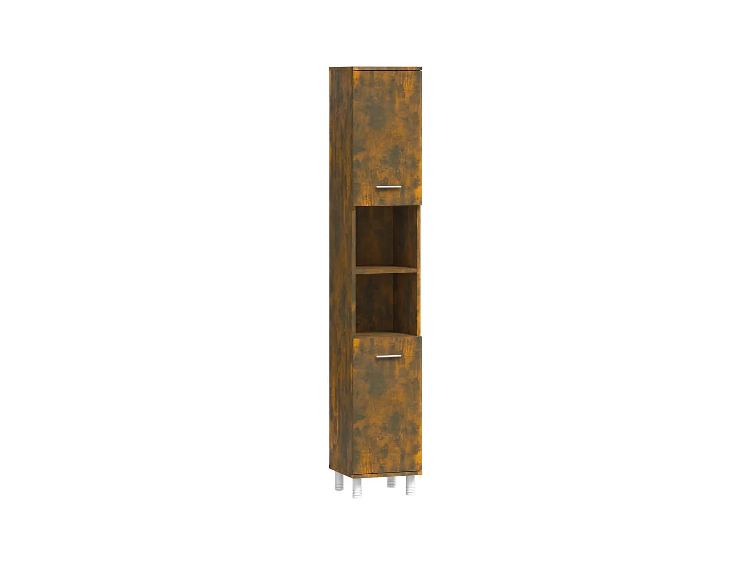 Badkamerkast 30x30x179 cm bewerkt hout gerookt eikenkleurig