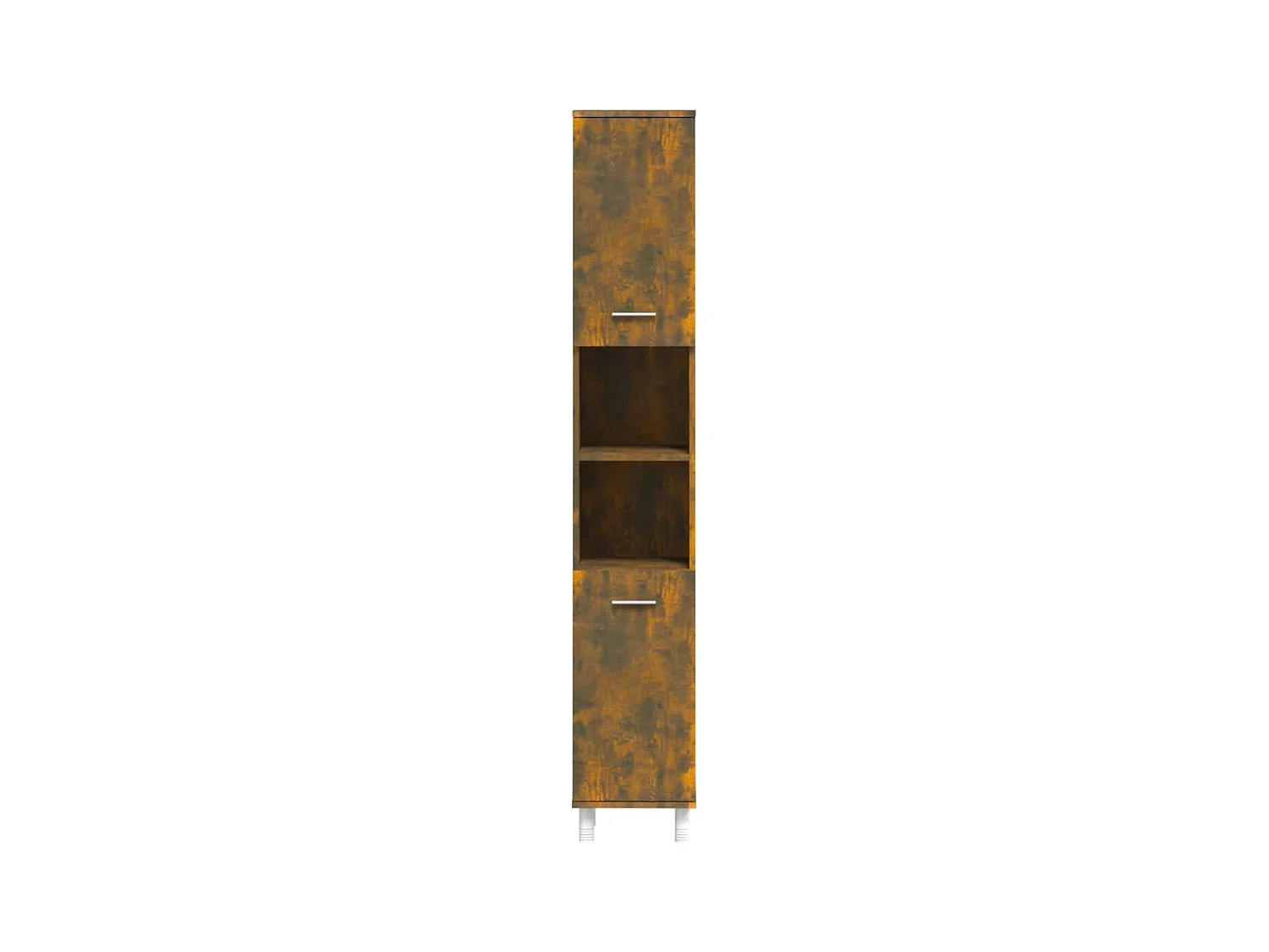 Badkamerkast 30x30x179 cm bewerkt hout gerookt eikenkleurig