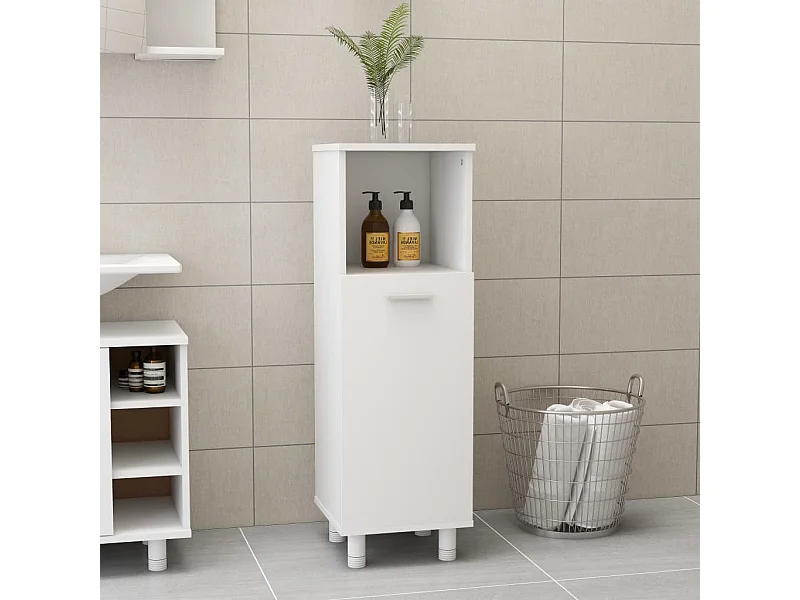 Szafka łazienkowa Biała 30x30x95 cm z Drewna Inżynieryjnego z Przestrzenią do Przechowywania i Eleganckim Designem