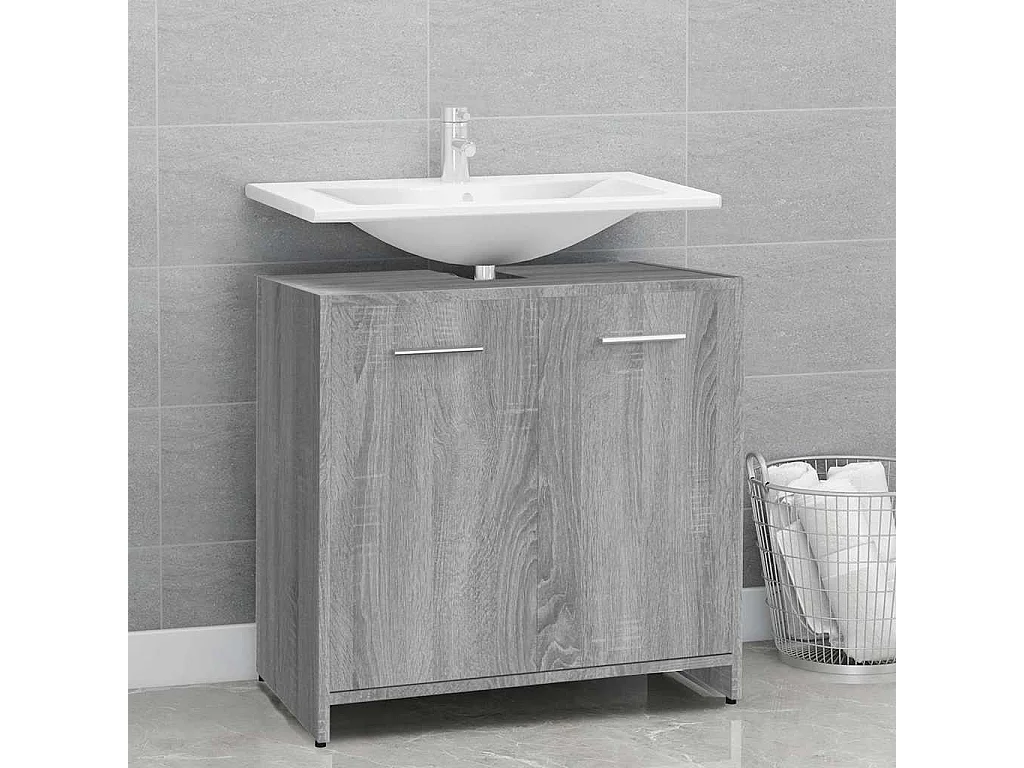 Armadietto Bagno Grigio Sonoma 60x33x60 cm in Legno Multistrato